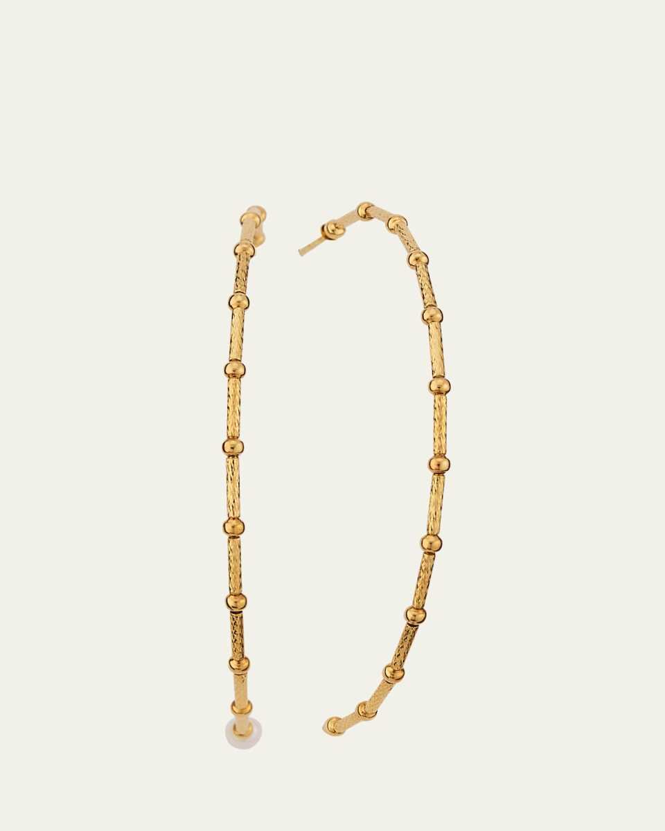 18K Yellow Gold Sakura Prism Small Pearl Hoop Earrings